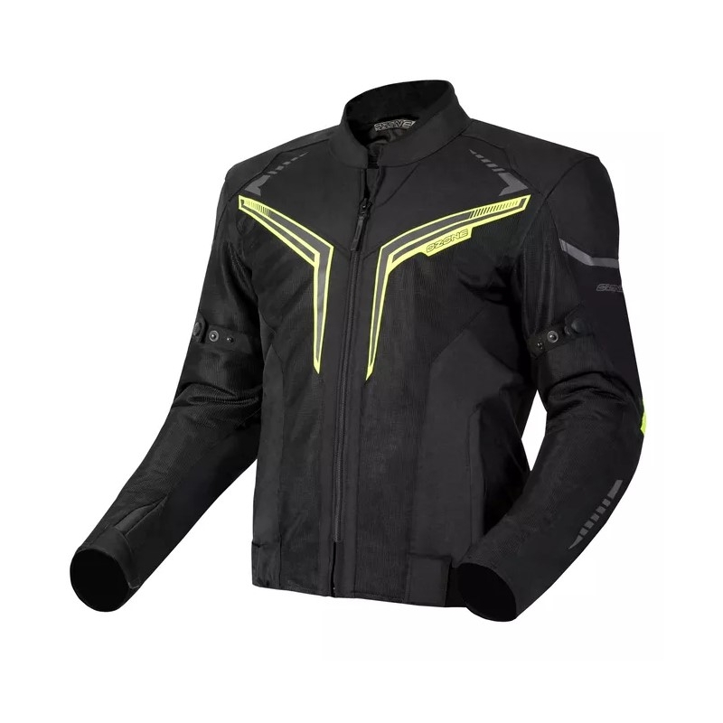 Ozone Flow sort-fluogul motorcykeljakke udsalg