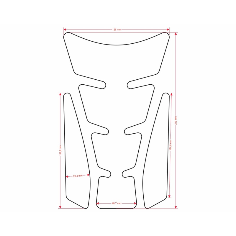 Brændstoftankdæksel - tankpad Print Wings rød med sidedel