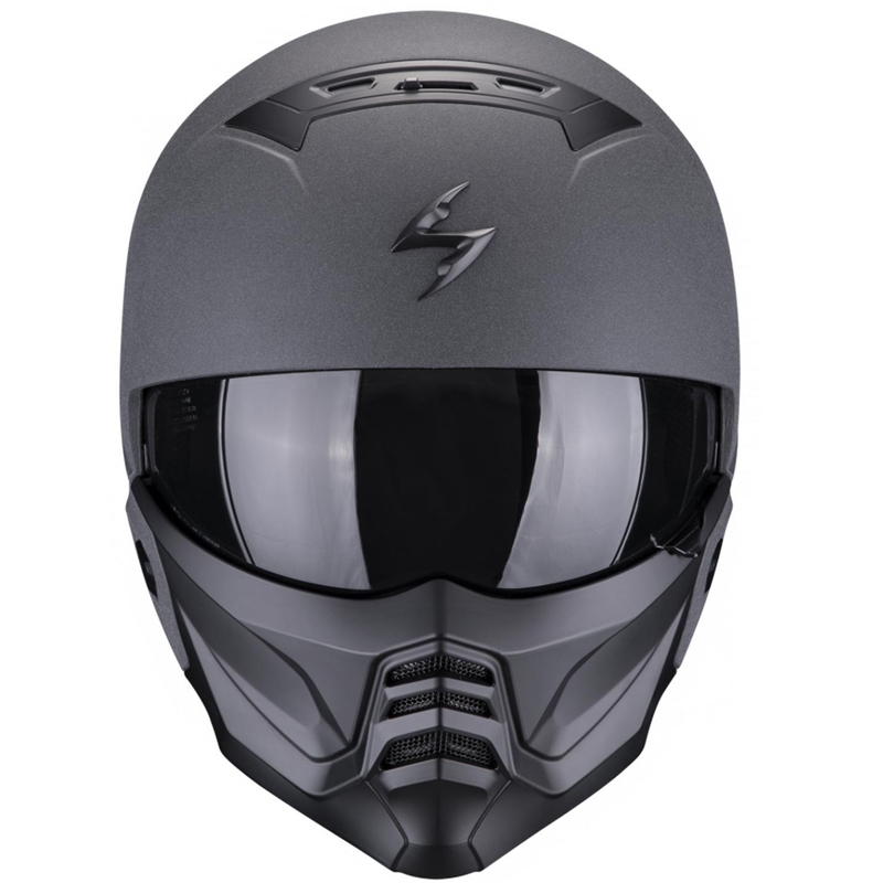 Åben hjelm med maske Scorpion EXO-COMBAT II Solid grafit mørkegrå