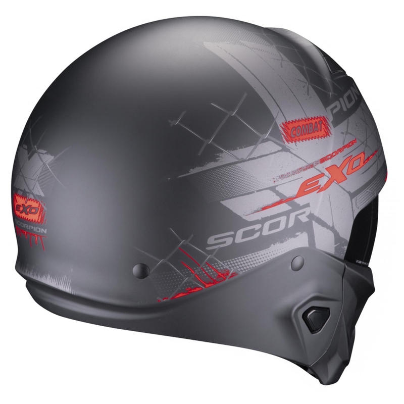 Åben hjelm med maske Scorpion EXO-COMBAT II Xenon sort-rød mat