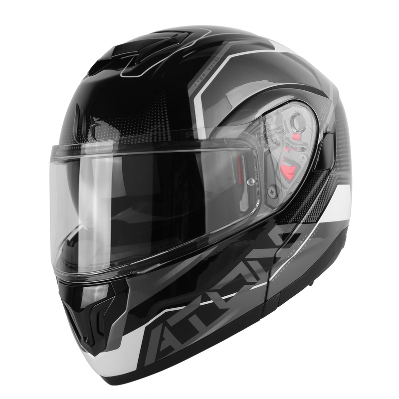 MT Atom SV Quark motorcykelhjelm med sort-grå-hvid glans udsalg