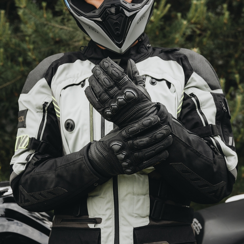 Motorcykelhandsker Rebelhorn Patrol Short Sort udsalg
