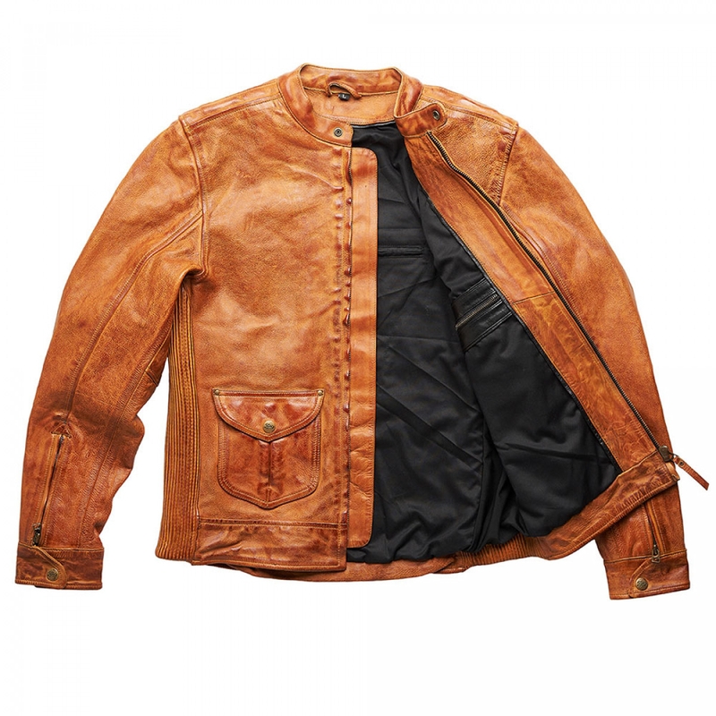 Fuel Bourbon Brown motorcykeljakke i læder udsalg