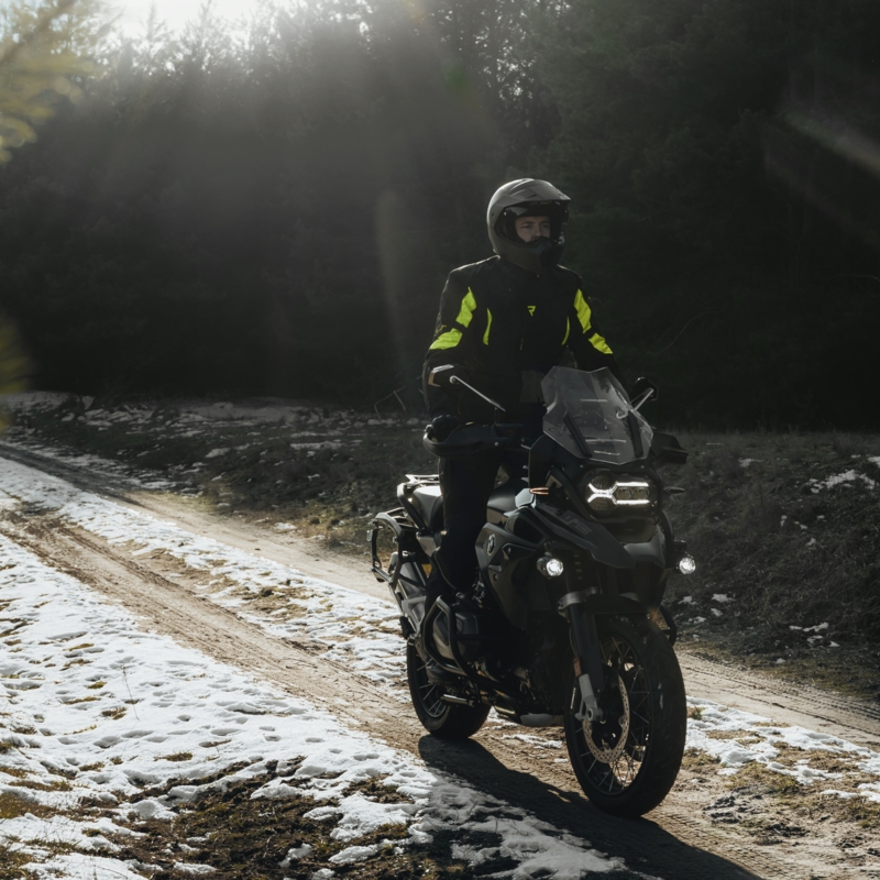 Motorcykeljakke Rebelhorn Hardy II sort-fluogul udsalg