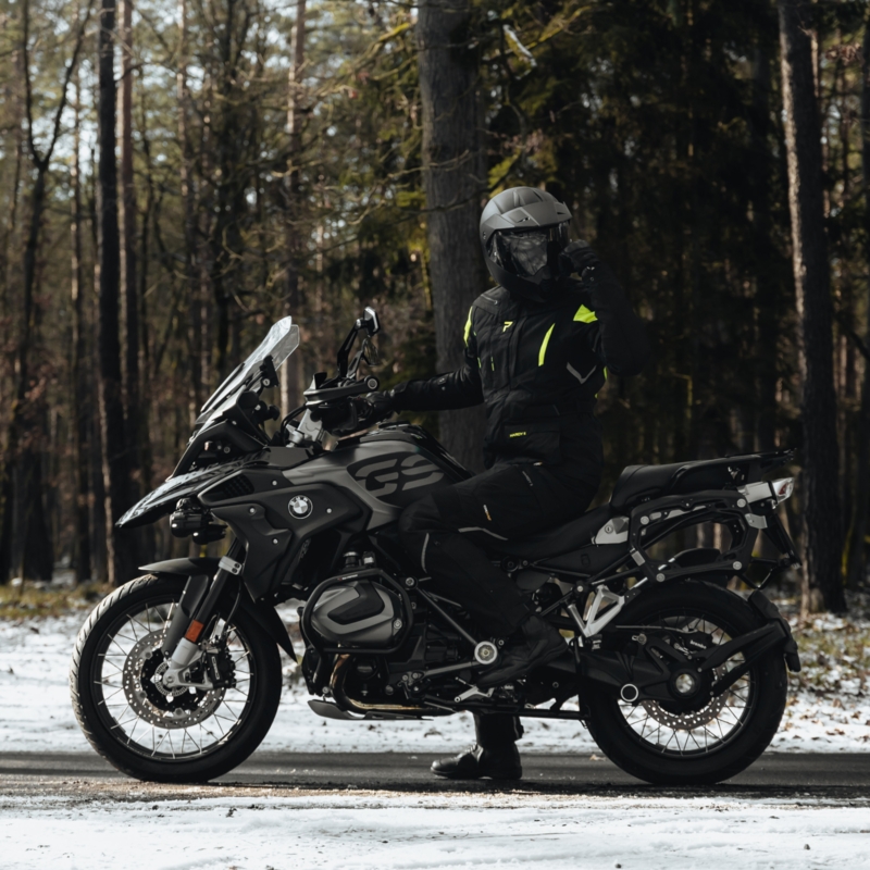 Motorcykeljakke Rebelhorn Hardy II sort-fluogul udsalg