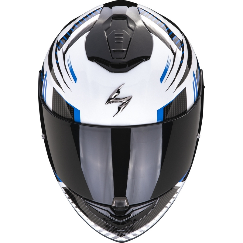 Integreret motorcykelhjelm Scorpion EXO-1400 EVO Air Shell hvid-blå