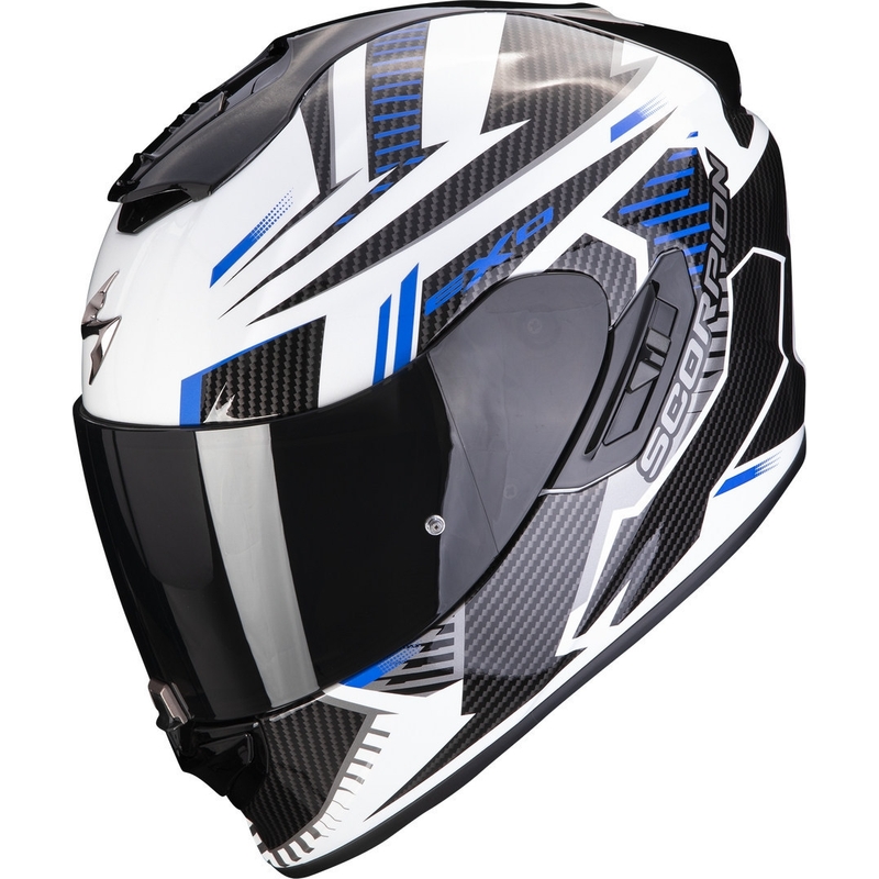Integreret motorcykelhjelm Scorpion EXO-1400 EVO Air Shell hvid-blå