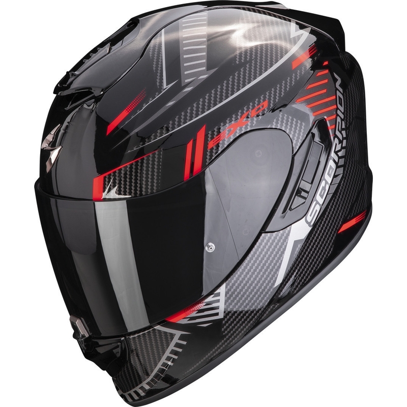 Integreret motorcykelhjelm Scorpion EXO-1400 EVO Air Shell sort-rød