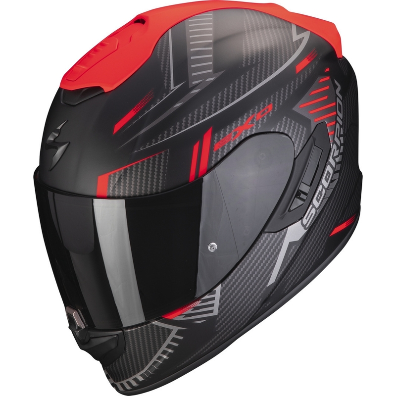 Integreret motorcykelhjelm Scorpion EXO-1400 EVO Air Shell sort-rød mat
