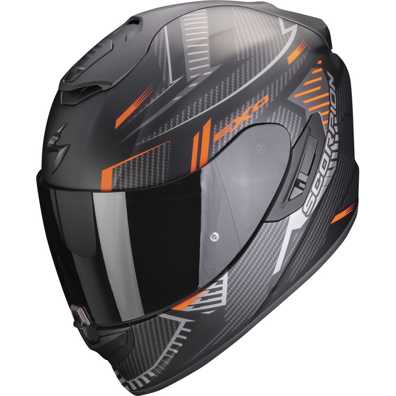 Integreret motorcykelhjelm Scorpion EXO-1400 EVO Air Shell sort-orange mat