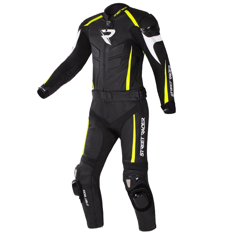 Street Racer Fast Track 2 Sort-hvid-fluogul motorcykeloverall udsalg