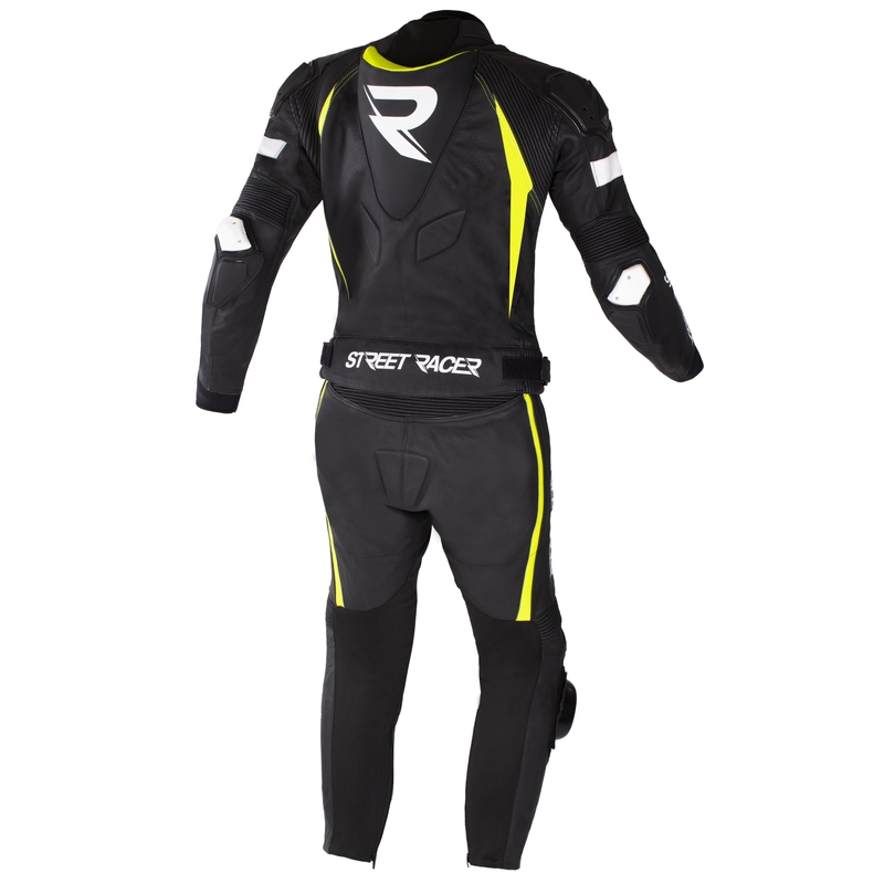 Street Racer Fast Track 2 Sort-hvid-fluogul motorcykeloverall udsalg