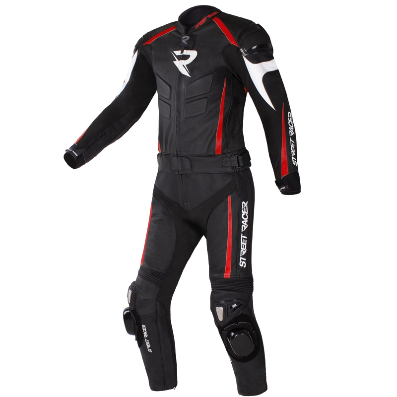 Street Racer Fast Track 2 sort, hvid og rød motorcykeloveralls udsalg