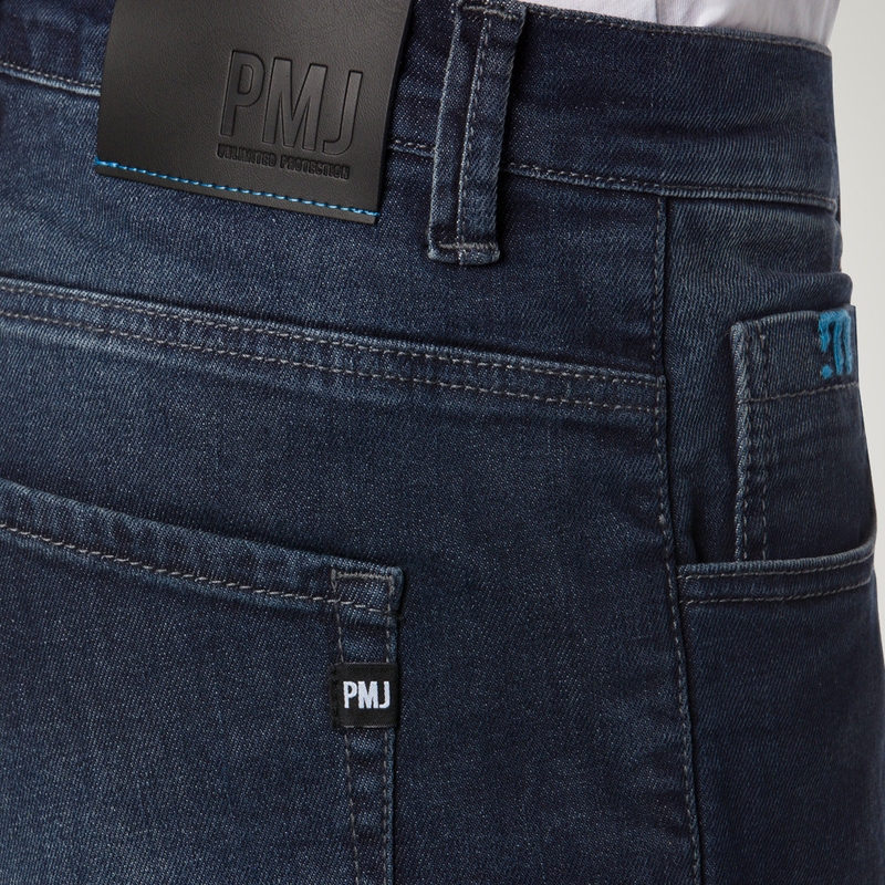 PMJ Jackson Blue Cropped Motorcycle Jeans udsalg