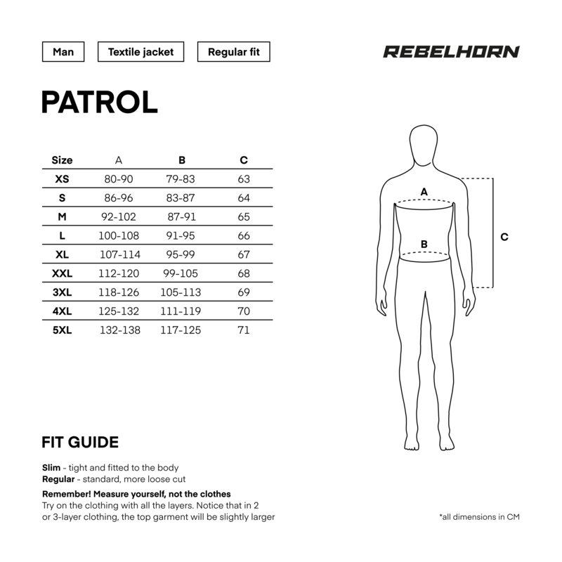 Rebelhorn Patrol sort-grå-fluogul motorcykeljakke