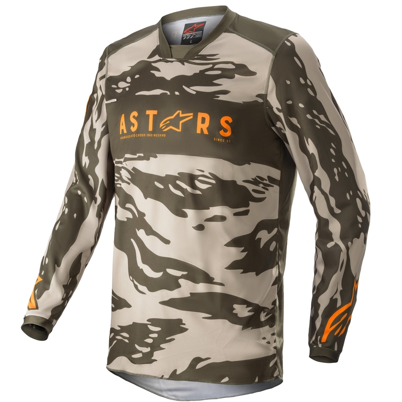 Motocrosstrøje til børn Alpinestars Racer Tactical camo grøn-beige-orange