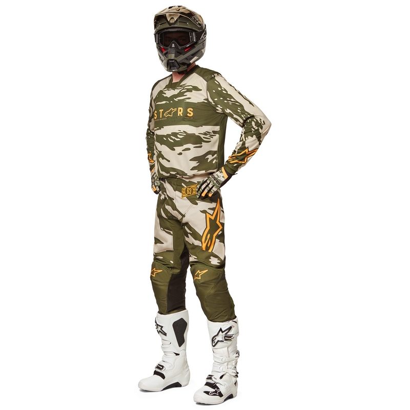 Motocrosstrøje til børn Alpinestars Racer Tactical camo grøn-beige-orange