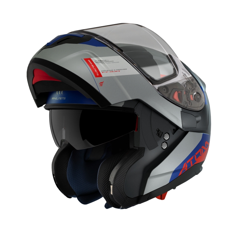 MT Atom SV Gorex C12 sort-grå-blå-rød tip-up motorcykelhjelm udsalg