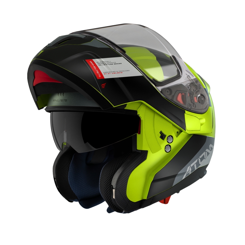 MT Atom SV Gorex C3 sort-grå-fluogul tip-up motorcykelhjelm udsalg
