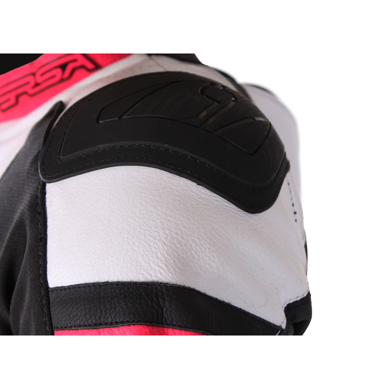 Dame motorcykeldragt RSA GT2 sort-hvid-fluoro pink udsalg