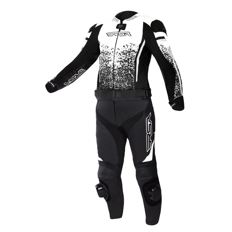 RSA GT2 sort og hvid motorcykeloverall udsalg