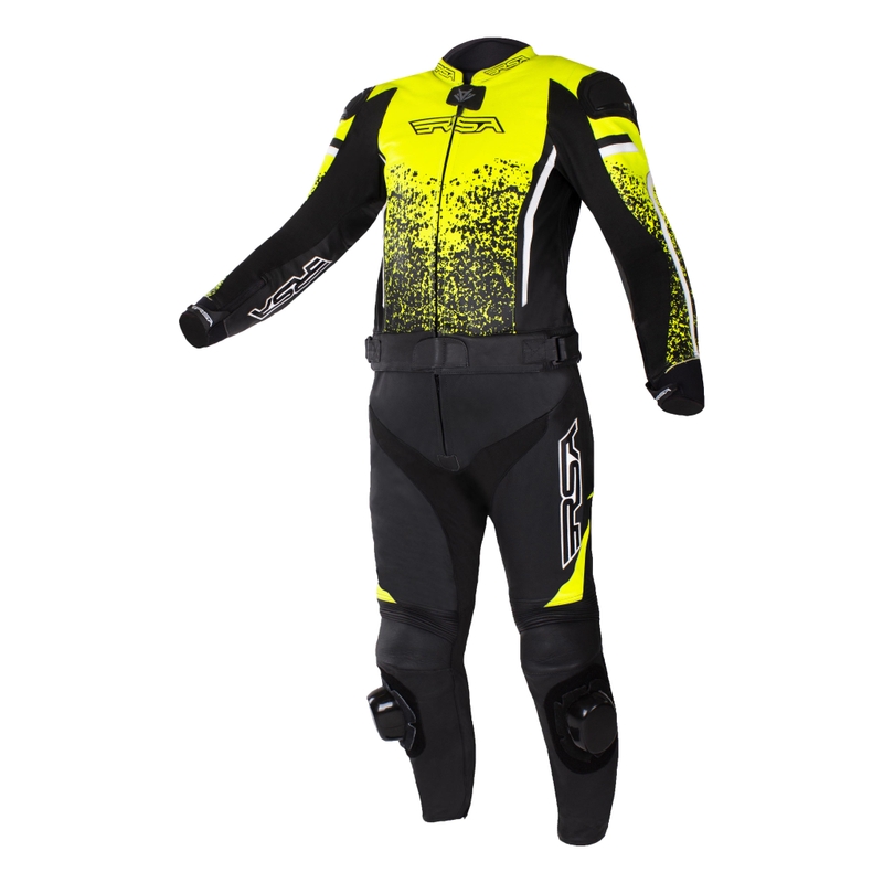 RSA GT2 sort-hvid-fluogul motorcykeloverall udsalg