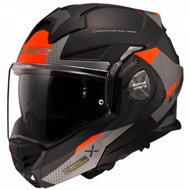Flip-up motorcykelhjelm LS2 FF901 Advant X Oblivion sort-rød-titanium