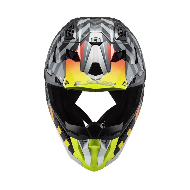 Motocrosshjelm LS2 MX703 C X-Force Barrier H-V sort-grå-rød-gul