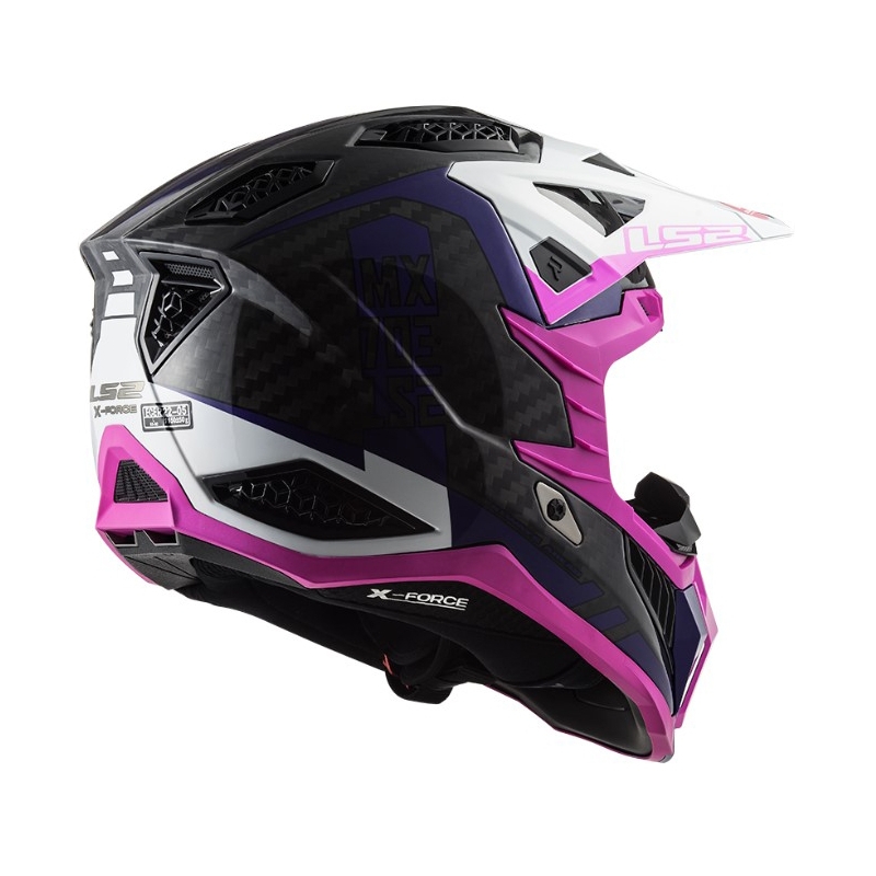 Motocrosshjelm LS2 MX703 C X-Force Victory sort-hvid-lilla-pink