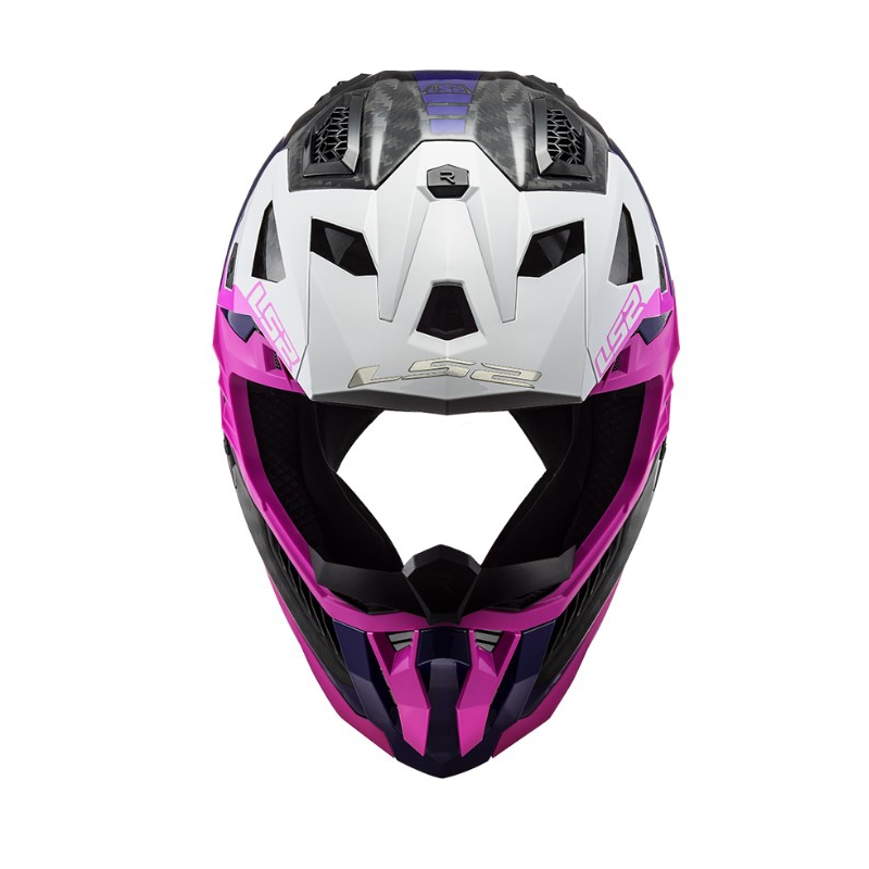 Motocrosshjelm LS2 MX703 C X-Force Victory sort-hvid-lilla-pink