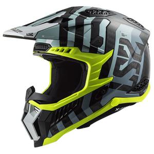 Motocrosshjelm LS2 MX703 C X-Force Barrier sort-blå-fluogul