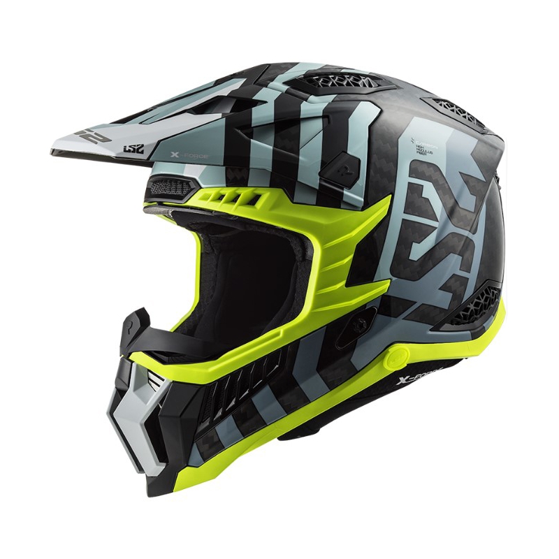 Motocrosshjelm LS2 MX703 C X-Force Barrier sort-blå-fluogul