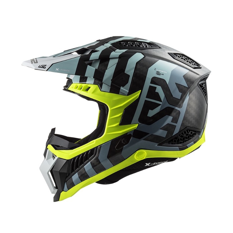 Motocrosshjelm LS2 MX703 C X-Force Barrier sort-blå-fluogul