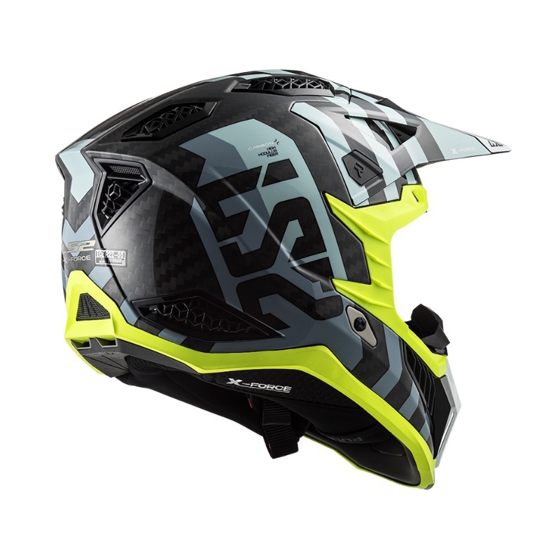 Motocrosshjelm LS2 MX703 C X-Force Barrier sort-blå-fluogul