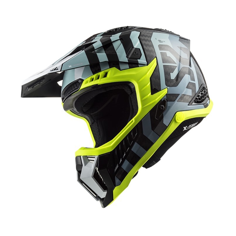 Motocrosshjelm LS2 MX703 C X-Force Barrier sort-blå-fluogul