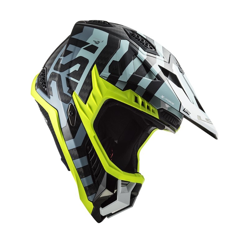 Motocrosshjelm LS2 MX703 C X-Force Barrier sort-blå-fluogul