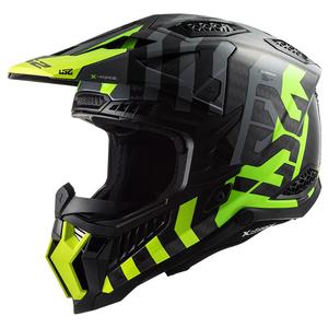 Motocrosshjelm LS2 MX703 C X-Force Barrier H-V sort-grå-fluogul