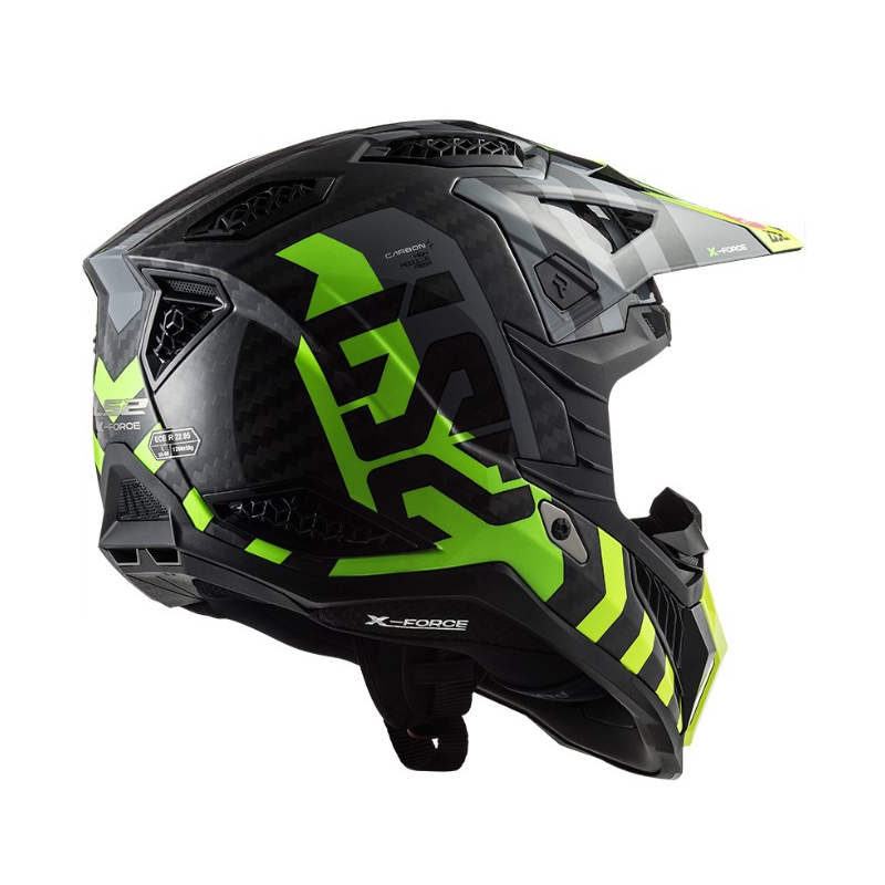 Motocrosshjelm LS2 MX703 C X-Force Barrier H-V sort-grå-fluogul