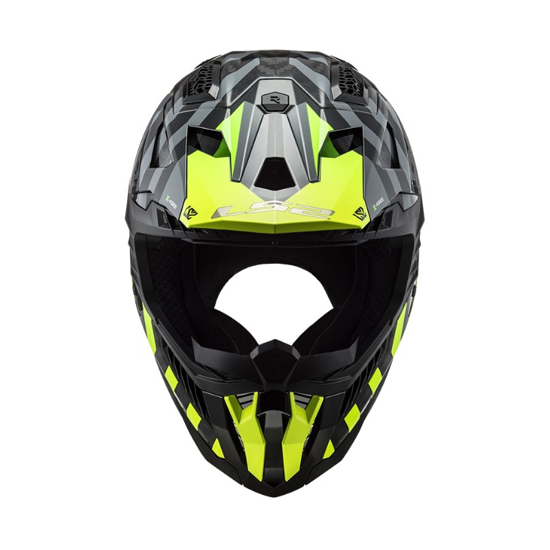 Motocrosshjelm LS2 MX703 C X-Force Barrier H-V sort-grå-fluogul