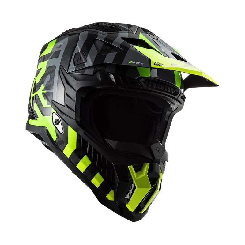 Motocrosshjelm LS2 MX703 C X-Force Barrier H-V sort-grå-fluogul