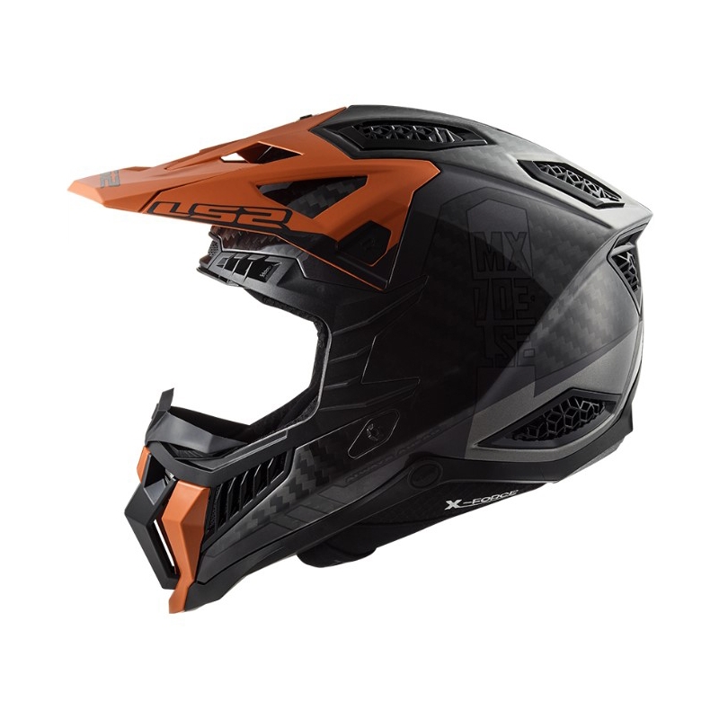 Motocrosshjelm LS2 MX703 C X-Force Victory sort-titanium-orange