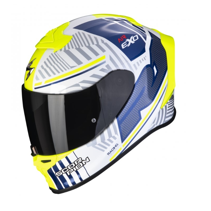 Integralhjelm Scorpion EXO-R1 EVO Air Victory hvid-blå-gul