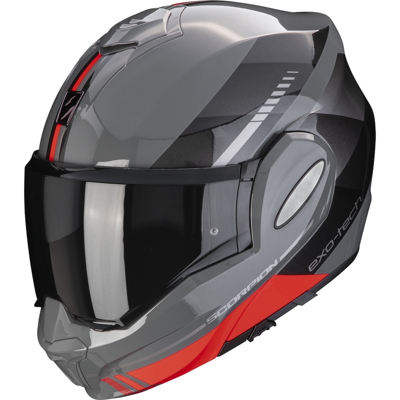 Scorpion EXO-TECH EVO Genre grå-sort-rød sammenklappelig motorcykelhjelm