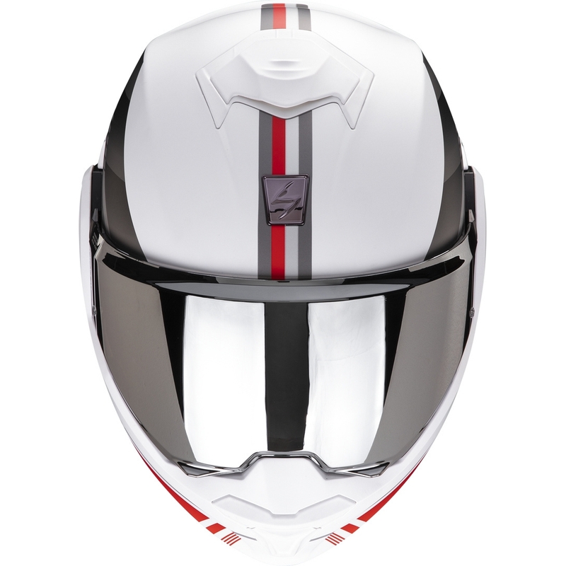 Sammenklappelig motorcykelhjelm Scorpion EXO-TECH EVO Genre hvid-sølv-rød udsalg