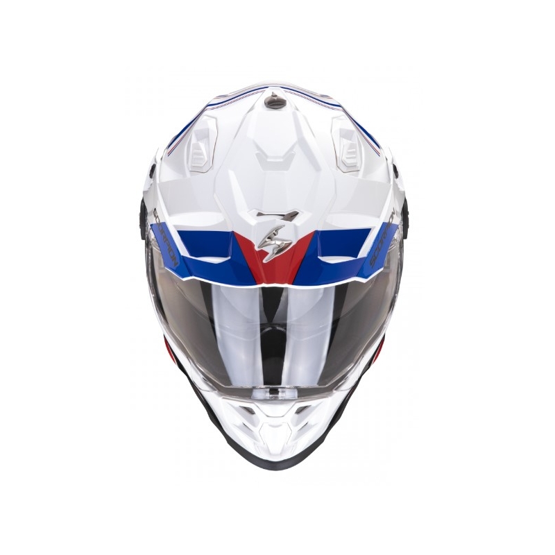 Enduro-motorcykelhjelm SCORPION ADF-9000 AIR Desert hvid-blå-rød udsalg