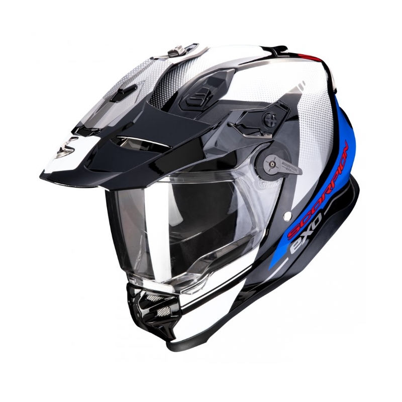 Enduro-motorcykelhjelm SCORPION ADF-9000 AIR Trail sort-blå-hvid udsalg
