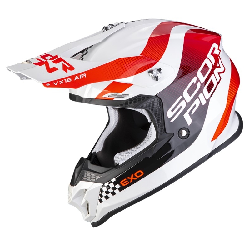 Motocrosshjelm Scorpion VX-16 EVO AIR SOUL hvid-rød