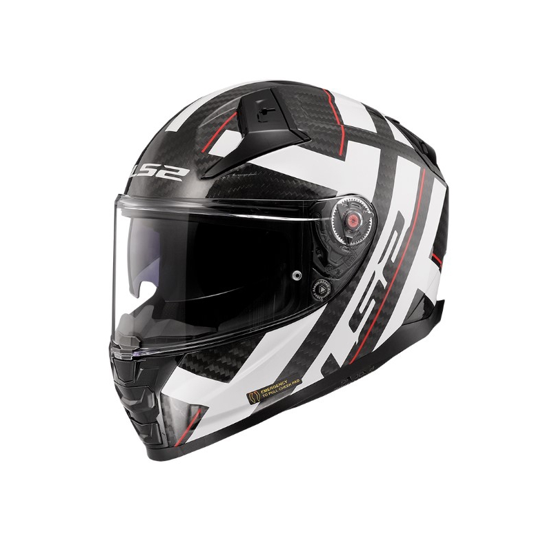 LS2 FF811 Vector II C Strong sort og hvid integreret motorcykelhjelm