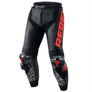 Rebelhorn Rebel Black-Fluo Red motorcykelbukser udsalg