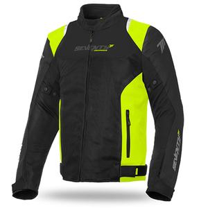 Motorcykeljakke SEVENTY DEGREES SD-JR48 sort-fluogul